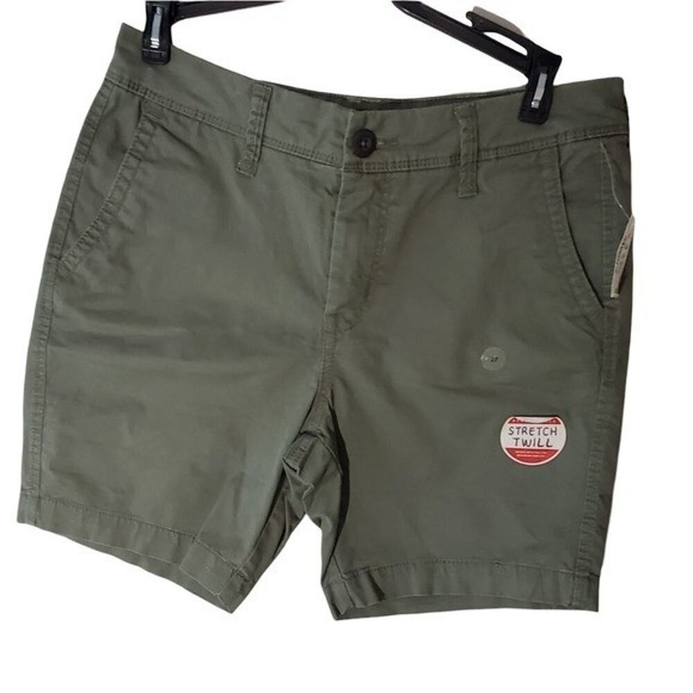 Aeropostale Mens Beach Shorts Olive Green Stretch Twill Sz 27 Inseam 7.5 P48C23